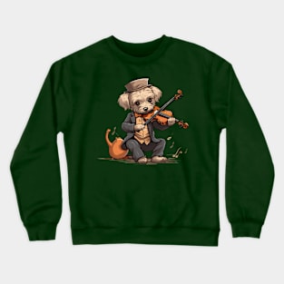 Dog playing violin Crewneck Sweatshirt